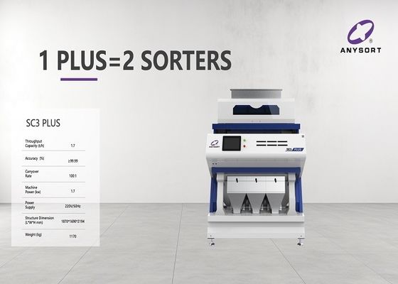 3 Chutes Rice Color Sorter với công suất 2,5-12t / h và nguồn ánh sáng LED